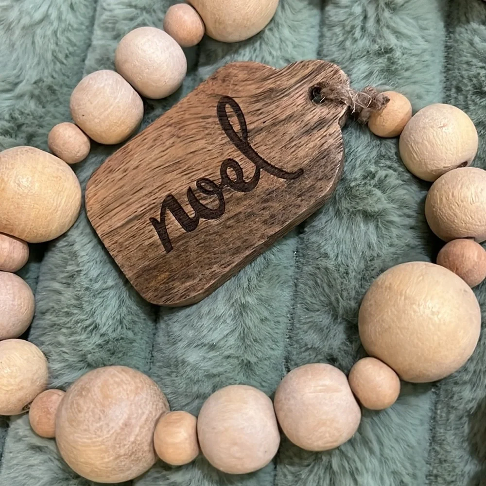 NWT NOEL Wood Beads Garland Christmas